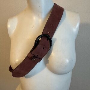 Chic Brown Suede Belt with Black Buckle